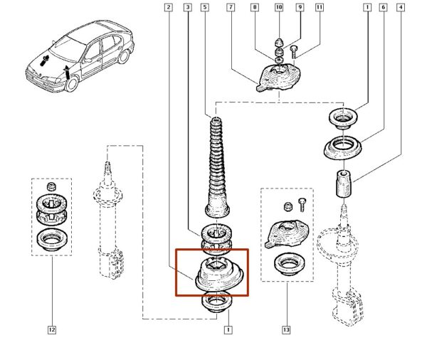 7700834874 batente inferior mola dianteira renault megane scenic