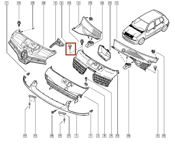 7703072352 clip de fixação renault clio scenic