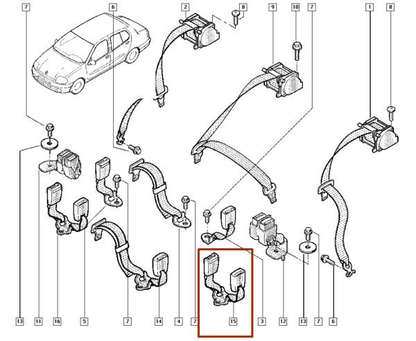 8200052006 trava do cinto de segurança renault clio