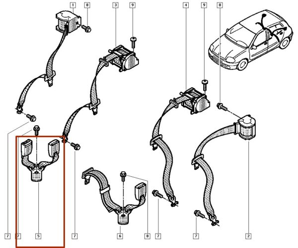 8200052006 trava do cinto de segurança renault clio.catcar