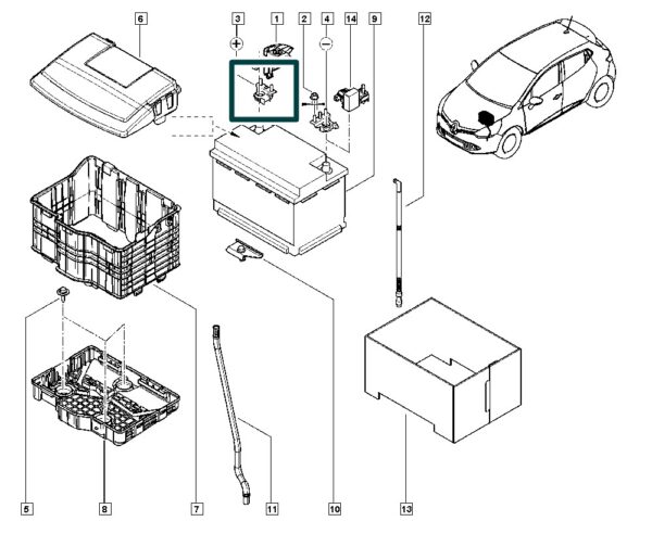 8200533915 terminal de bateria positivo renault duster loga sandero