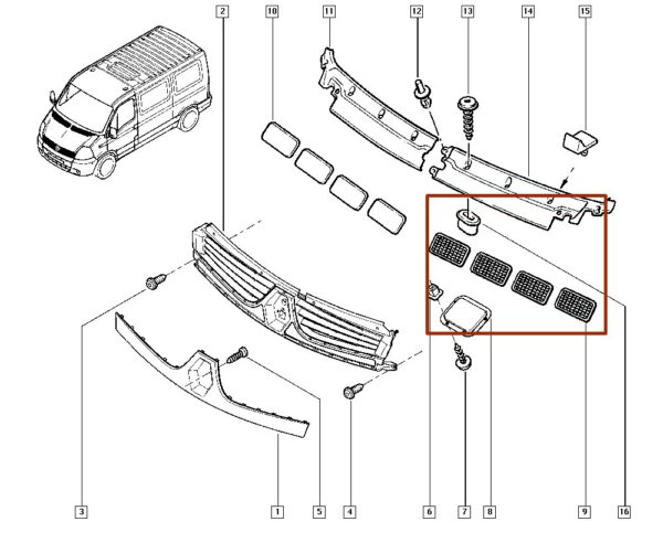 7700352197 grelha de ventilação renault master catcar