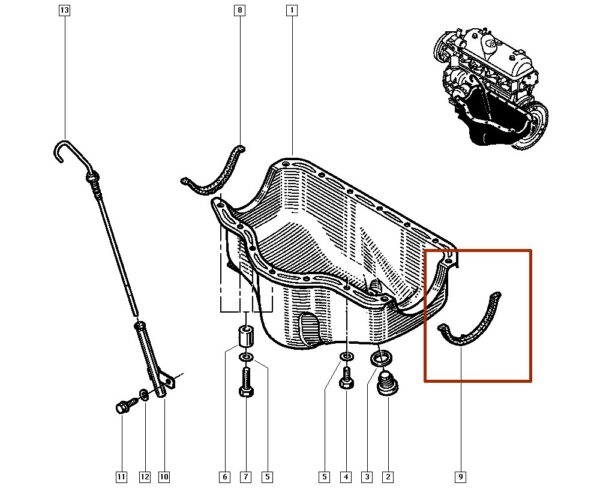 7700860636 junta do carter renault twingo original