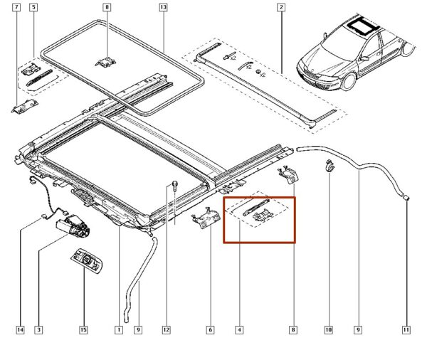 7701050195 mecanismo do teto solar esquerdo renault laguna