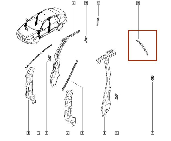 7782763848 suporte da coluna traseira esquerda renault symbol