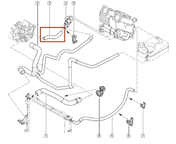 8200033880 mangueira de entrada do radiador renault twingo