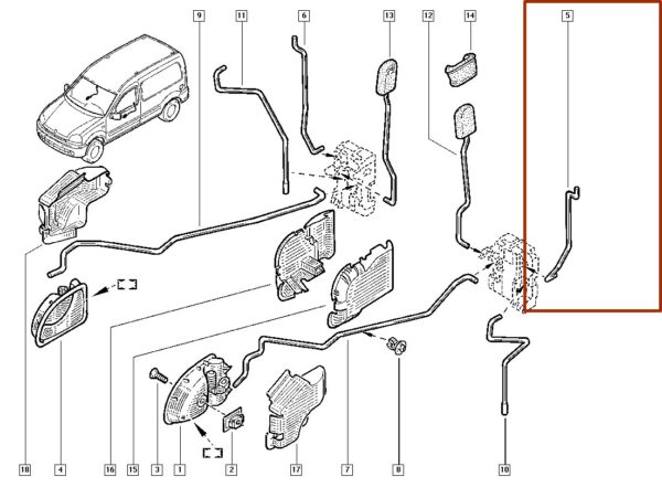 8200413106 haste do acionamento da porta esquerda renault megane