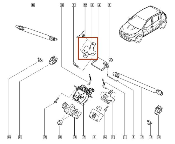 8200672695 suporte de fixação da haste abertura renault logan sandero