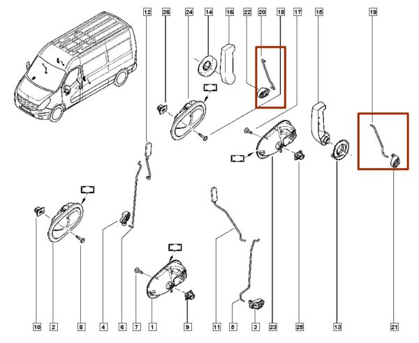 825130002r haste da fechadura da porta renault master catcar