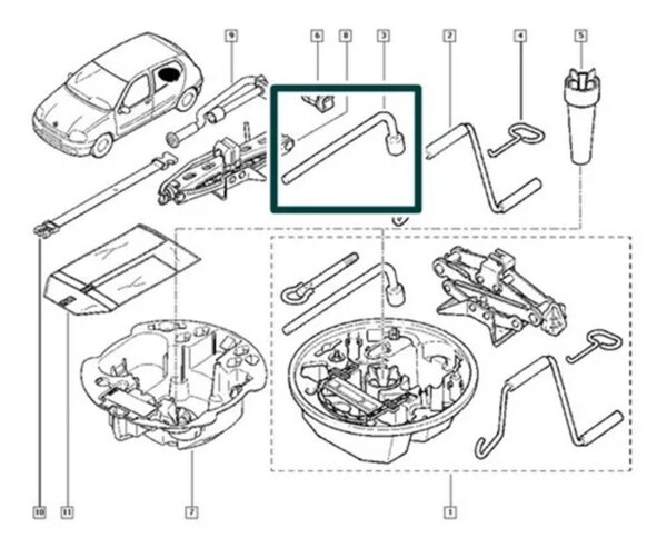 7701045453 chave de roda renault clio catcar
