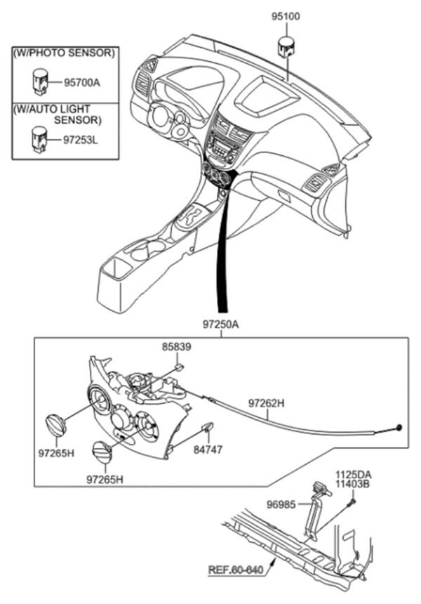 sensor crepuscular do painel hyundai hb20 972531j000