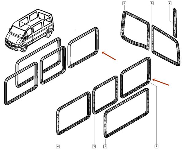 7700351257 borracha vedação do vidro lateral renault master catcar