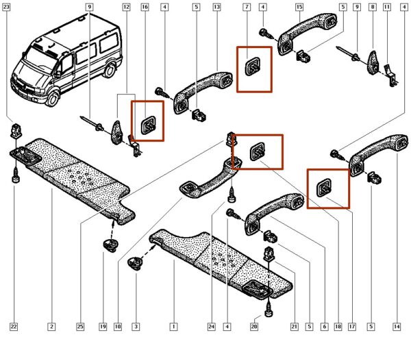 7700437806 tampa furo da alça teto renault master catcar