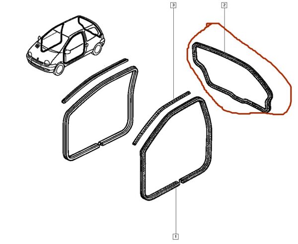 7700821030 vedação de borracha do porta mala renault twingo catcar