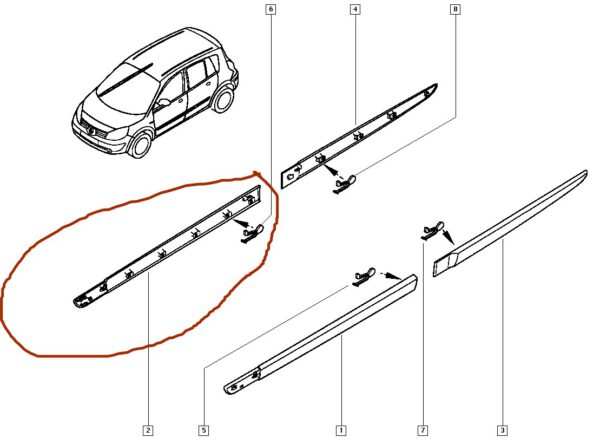 8200574613 friso da porta dianteira direita renault scenic catcar