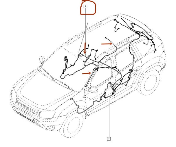 chicote elétrico do teto renault duster original 241608493r