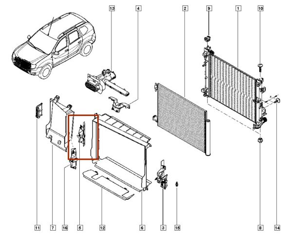 214981469r suporte do radiador renault sandero logan duster catcar