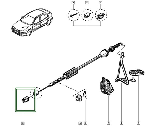 7700759419 clip cabo do acelerador renault clio