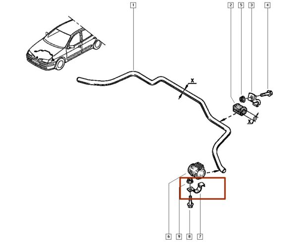 7700799063 abraçadeira da barra estabilizadora renault clio megane catcar