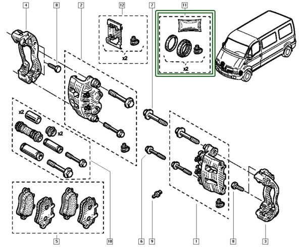 7701205766 jogo reparo pinça de freio renault master