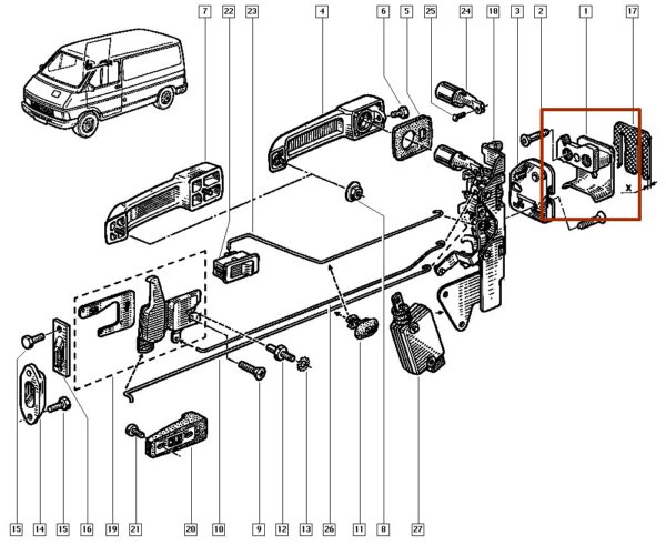 7701348166 trava da porta dianteira direita renault trafic catcar