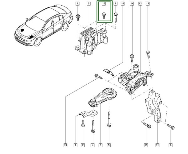 7703002726 parafuso supoorte coxim do motor renault fluence