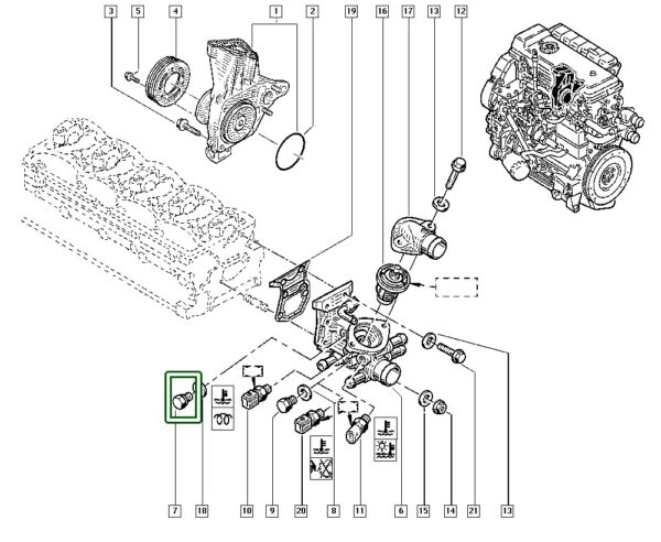 7703075309 parafuso suporte valvula termostatica renault master