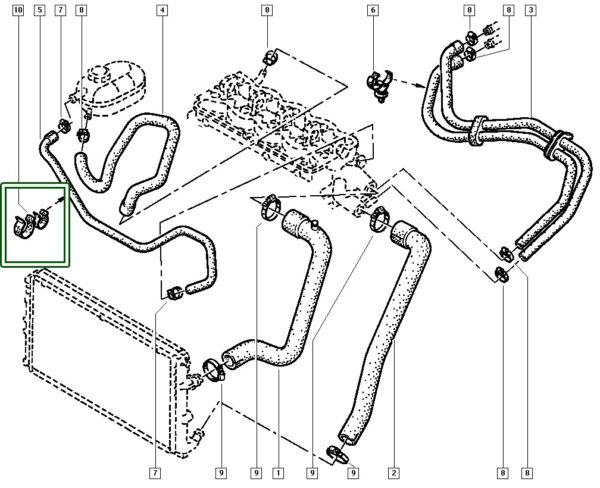 7703079511 presilha mangueira radiador renault master