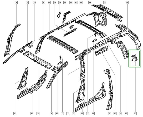 7782341937 suporte coluna teto renault megane