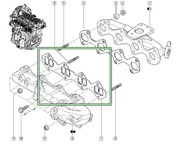 8200363223 junta coletor de admissão renault master laguna megane