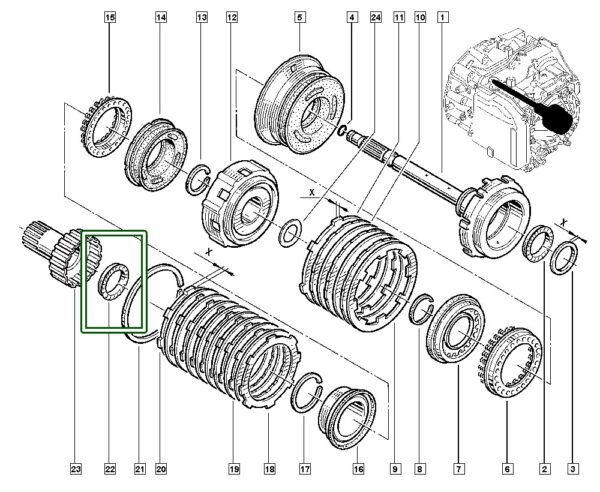 bucha eixo seletor primario transmissão renault duster 7703090466