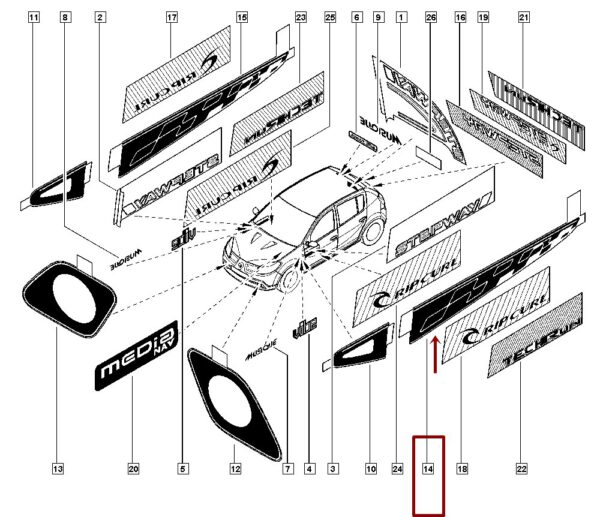 faixa adesiva porta esquerda renault logan sandero 990445857r