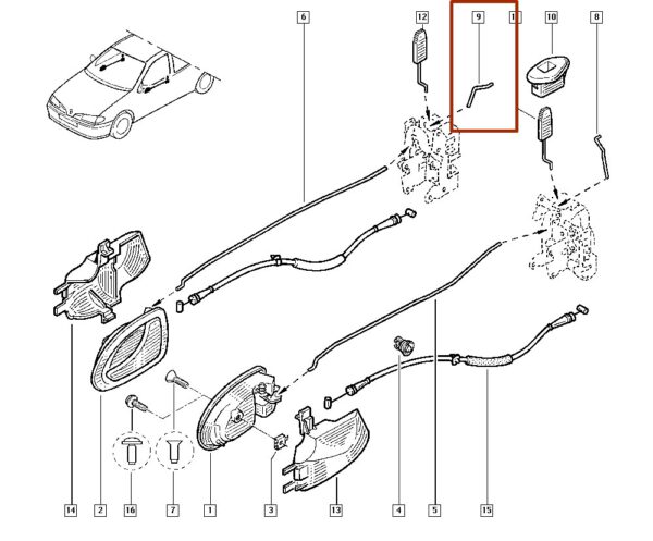 haste de bloqueio da porta renault megane 8200451193 catcar