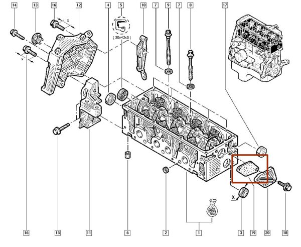 junta do cabeçote renault clio laguna megane 7700866048