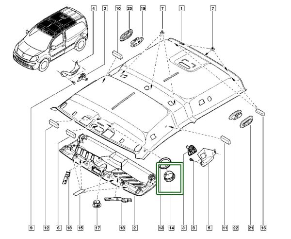 presilha forro teto renault kangoo duster 8200544592