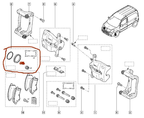 reparo da pinça de freio dianteiro renault duster clio 7701208338 catcar