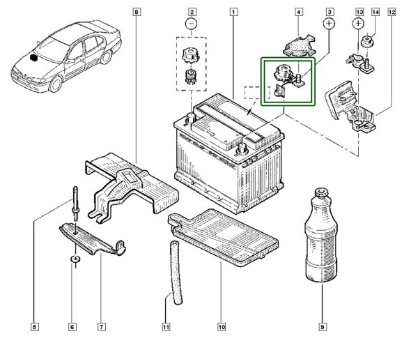 terminal eletrico cabo bateria positivo renault megane scenic laguna 7701393251