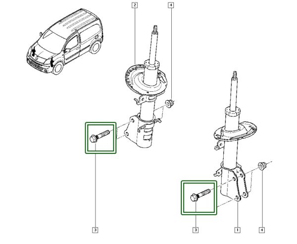 parafuso amortecedor dianteiro renault kangoo megane laguna twngo 7703002835