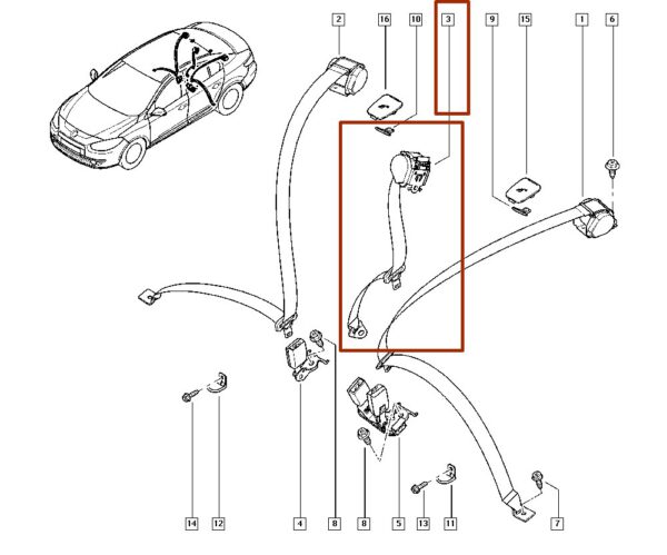 cinto de segurança lado esquerdo peugeot 207 804889