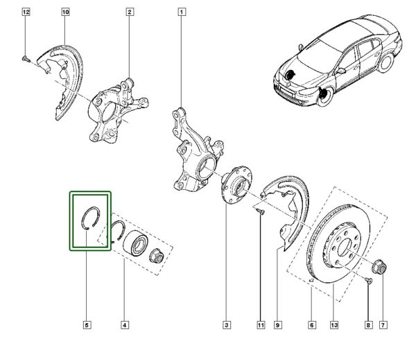 anel elastico manga de eixo dianteiro renault fluence duster 402140002r