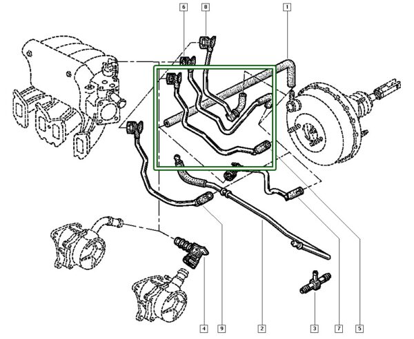 mangueira do servo freio hidrovacuo renault megane 8200110990