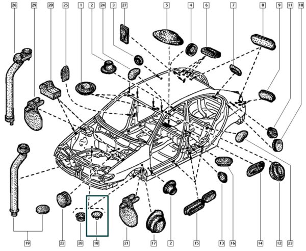 tampão plastico renault megane scenic 7703074620