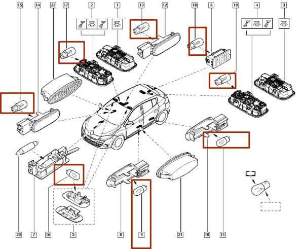 lâmpada 12v/w5w renault megane scenic 7701049949