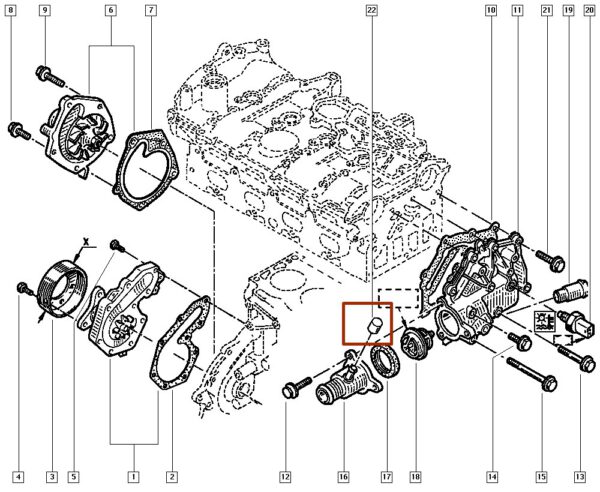 tampão da carcaça termóstatica renault scenic 8200293992