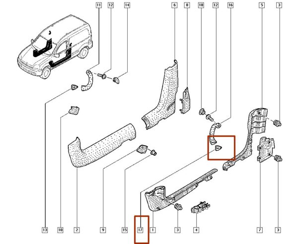 obturador da maçaneta direito renault kangoo 7700354743