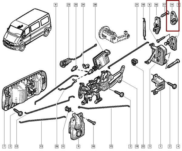 batente da porta lateral superior renault master 8200468729