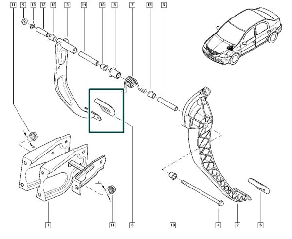 borracha pedal renault logan sandero 60015551160