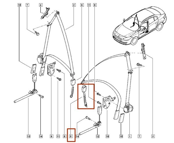 haste cinto de segurança lado esquerdo renault fluence  878162915r