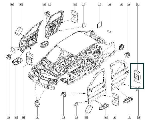 batente porta dianteira ld renault logan 8200574748