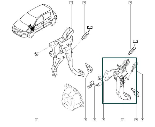 pedal embreagem renault megane 2.0 16v 8200853430
